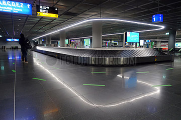 Frankfurt am Main  Deutschland  Leere an der Gepaeckausgabe in Zeiten der Coronakrise im Terminal des Flughafen