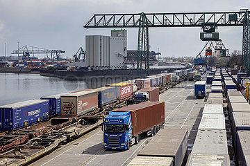 Hafen Koeln Niehl  Container am Containerterminal  Nordrhein-Westfalen  Deutschland  Europa