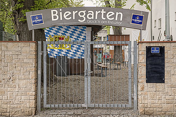 geschlossener Biergarten in Ingolstadt  Lockdown  Mai 2021