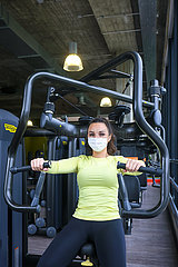 Fitnesstraining in Zeiten der Corona Pandemie  Oeffnung FitX Fitnesstudio  Lockerungen in Essen  Nordrhein-Westfalen  Deutschland