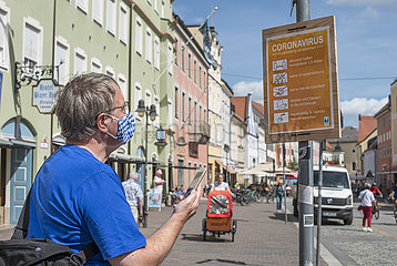 Coronaregeln  Freising  Innenstadt  August 2020