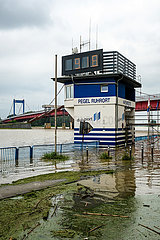 Hochwasser  Pegel Ruhrort  Duisburg  Nordrhein-Westfalen  Deutschland