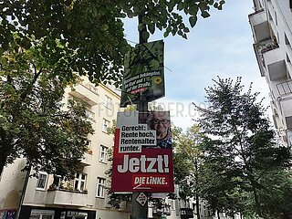 Wahlplakate von Gruenen und Linken