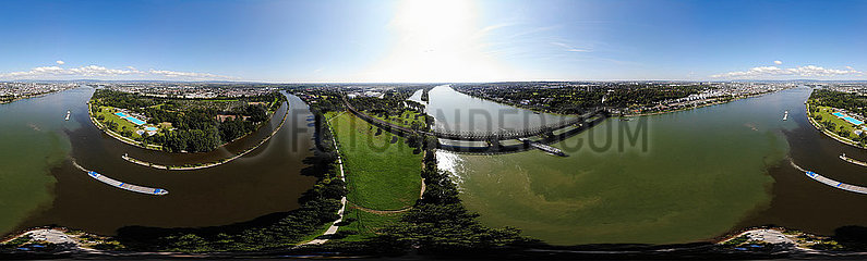 Panorama Luftbild Rhein Mainspitzdreieck  Mainz
