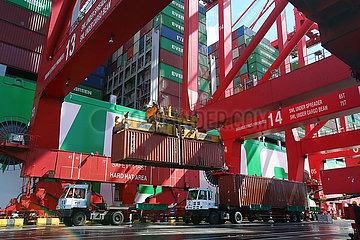Sri Lanka-Colombo Port-Container-Schiff-Behälter-EVER-ACE-Ankunft