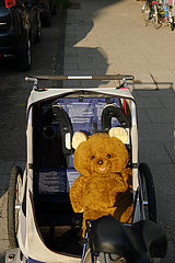 Deutschland  Bremen - Teddy in einem Kinderwagen