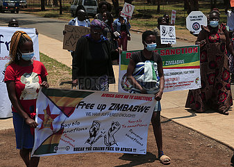 Simbabwe-Harare-Anti-Sanktions-Tag-Demonstration