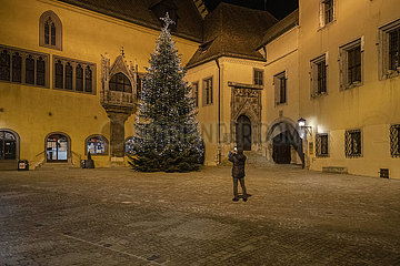 Rathaus  Regensburg  Weihnachtsbaum  Handy-Fotograf  November 2021