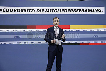 Pressekonferenz zur Auszaehlung der Mitgliederbefragung der CDU : Wahl des neuen Parteivorsitzenden  Konrad-Adenauer Haus