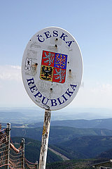 Przesieka  Polen  Schild an der Staatsgrenze zur Tschechischen Republik