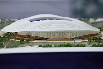 Paris  Frankreich  Modell des Al Janoub Stadion  ein Austragungsort der Fussball-Weltmeisterschaft 2022