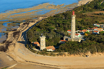 France. Charente-Martime (17) Ile de Ré island. Aerial view of phare des Baleines lighthouse