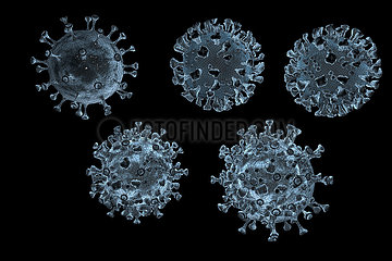 CGI-Visualisierung: Coronavirus  Mutationen Delta Omicron