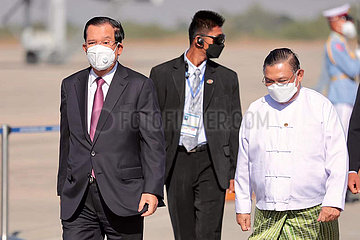 Myanmar-Nay-Pyi Taw-Cambodschierer PM-Ankunft