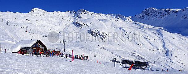Frankreich  Savoie (73) Tarentaise  Montvalezan  das Skigebiet La Rosiere  das Höhenrestaurant La Traversette
