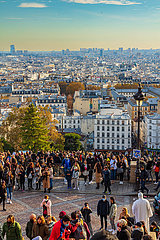 France. Paris (75) 18th Arr. Montmartre. View of the capital from Square Louise Michel