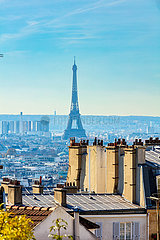 Frankreich. Paris (75) 18. Arr. Blick auf die Hauptstadt und den Eiffelturm aus dem Butte Montmartre