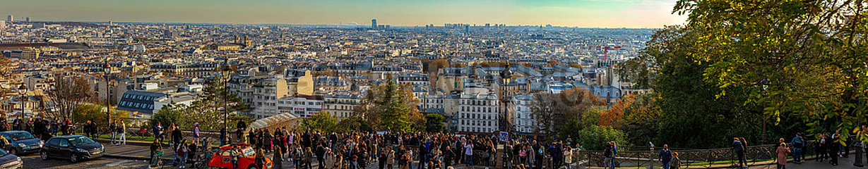 Frankreich. Paris (75) 18. Arr. Montmartre. Blick auf die Hauptstadt von Square Louise Michel