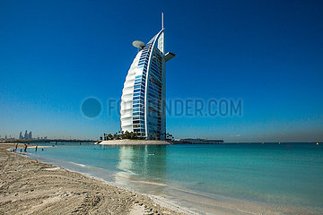 Vereinigte Arabische Emirate  Dubai  Jumeirah Beach. Le Burj Al Arab  das einzige 7-sterne-hotel in der Welt