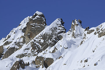 Frankreich  Haute-Savoie (74) Chamonix Valley  Brevent Flegere Skigebiet  Aiguilles Rouges Mountains