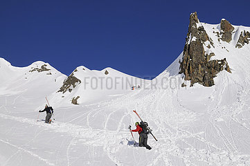 Frankreich  Haute-Savoie (74) Chamonix Valley  Brevent Flegere Skigebiet  Aiguilles Rouges Mountains  abseits der Piste Frankreich  Haute-Savoie (74) Chamonix Valley  Brivent Flegere Skigebiet  Aiguilles Rouges Mountains  abseits der Piste