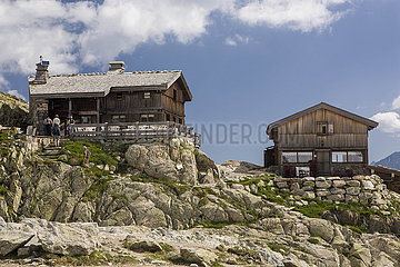 France Haute-Savoie (74) Chamonix  shelter of lake Blanc  peaks Rouges massif