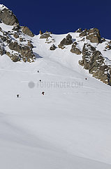 Frankreich  Haute-Savoie (74) Chamonix Valley  Brevent Flegere Skigebiet  Aiguilles Rouges Mountains  Off-Piste