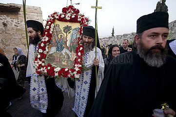 Israel. Jerusalem. UNESCO-WELTKULTURERBE. Sonntag Palm-prozession. Orthodoxe Heilige Woche.