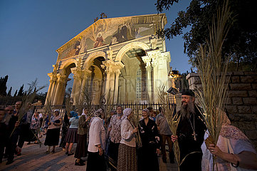 Israel. Jerusalem. UNESCO-WELTKULTURERBE. Orthodoxe Heilige Woche. Kirche Aller Nation  Auch Basilika der Agonie (Gethsemane) Genannt
