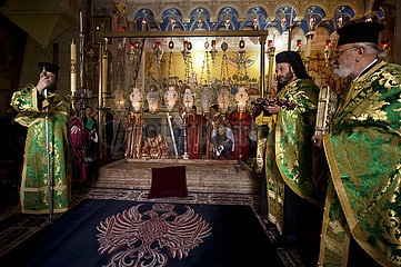 Israel. Jerusalem. UNESCO-WELTKULTURERBE. Kirche des Heiligen greift. Orthodoxe Heilige Woche.