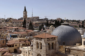Israel. Jerusalem. Ansicht der Kirche des Heiligen Grabes und der Altstadt ALS UNESCO-Weltkulturerbe