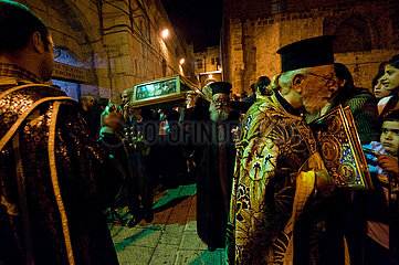 Israel. Jerusalem. BEGRÄBNISZERMONIE von Griechisch orthodox Während der Heiligen Woche orthodox