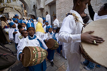 Israel. Jerusalem. UNESCO-WELTKULTURERBE. Orthodoxe äthiopische Heilige Wicke