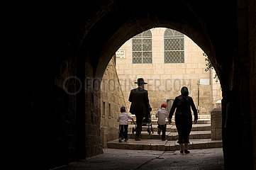 Israel. Jerusalem. Scene of life in the Jewish quarter of the old city of Jerusalem. Listed as a World Heritage Site by UNESCO