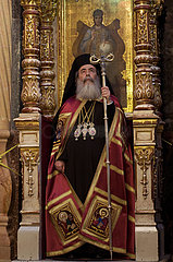 Israel. Jerusalem. Griechische Orthodoxe Zeremonie in der Heiligen Grabkirche Während der Orthodoxen Heiligen Woche