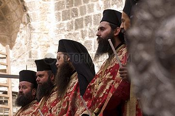 Israel. Jerusalem. UNESCO-WELTKULTURERBE. Orthodoxe Heilige Woche. Heiliger Donnerstag Fußwaschrauch.