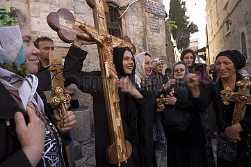 Israel. Jerusalem. UNESCO-WELTKULTURERBE. Orthodoxe Heilige Woche. Heiliger Freitag. Via Dolorosa in der Altstadt