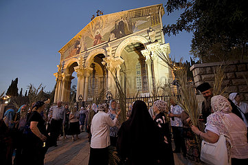 Israel. Jerusalem. UNESCO-WELTKULTURERBE. Orthodoxe Heilige Woche. Kirche Aller Nation  Auch Basilika der Agonie (Gethsemane) Genannt