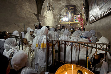 Israel. Jerusalem. Masse in der Äthiopischen Kapelle der Kirche des Heiligen