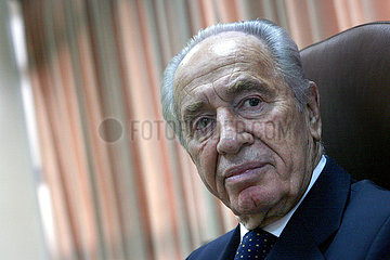 Israel. Jerusalem. Porträt von Shimon-Peres  ALS ER AN EINER Pressekonferenz im Kennnesset  dem israelischen Parlament  am 19. März 2007  besuchen. Am 28. September 2016