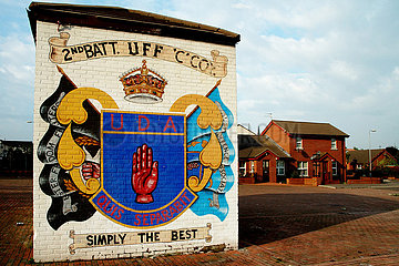 North Ireland. Ulster. Belfast. In the protestant district  Shankill road is famous for its murals in honor of the british troops.