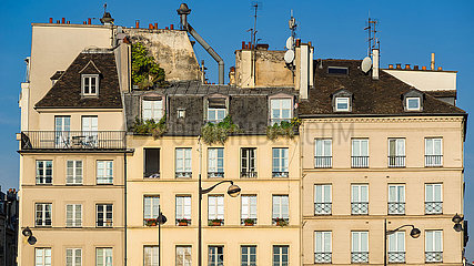 France  Paris  75005. Latin Quarter. Row of typical Left Bank Parisian buildings in the Sorbonne neighborhood