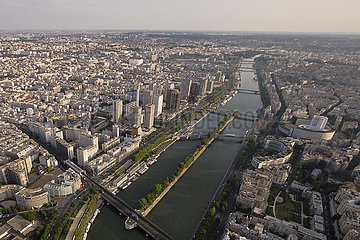 France. Paris (75) Aerial view of Seine river between XVth and XVIth district