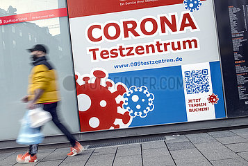 Corona Testzentrum für kostenlose Antigen-Schnelltests  München  4. Februar 2022