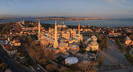 Truthahn. Istanbul  Luftbild der Hagia Sophia Moschee