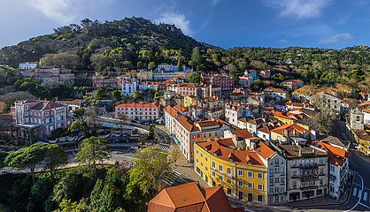 Portugal. Lisbonne Bezirk. Luftbild des Sintra-Dorfes