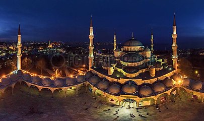 Truthahn. Istanbul  Luftbild der blauen Moschee in der Nacht