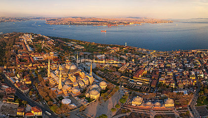 Truthahn. Istanbul  Luftbild der Hagia Sophia Moschee