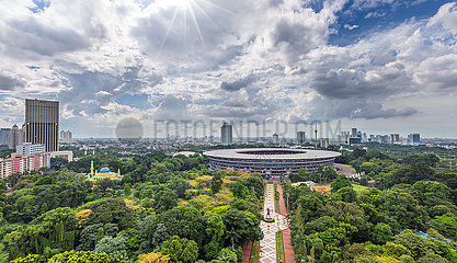 Indonesien. Java. Jakarta. Luftbild des Gelora Bung Karno Fußballstadion