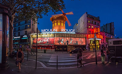 France. Paris (75) Le Moulin Rouge cabaret at night (9th district)